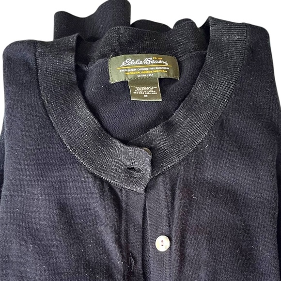 Eddie Bauer, black cotton cardigan, size medium - Picture 5 of 8